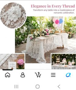Lace Tablecloth Rectangle 60x120 White, for Wedding Party Dining
Vintage Eyelash Design, Floral Embroidered, Soft Lace Linen Feel, 10FT Rectangular Ru