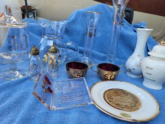 50th anniversary glass ware,
