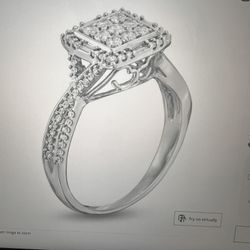 1/2 CT T.W Multi Diamond Square Frame Twist Ring 10K White Gold Size 8