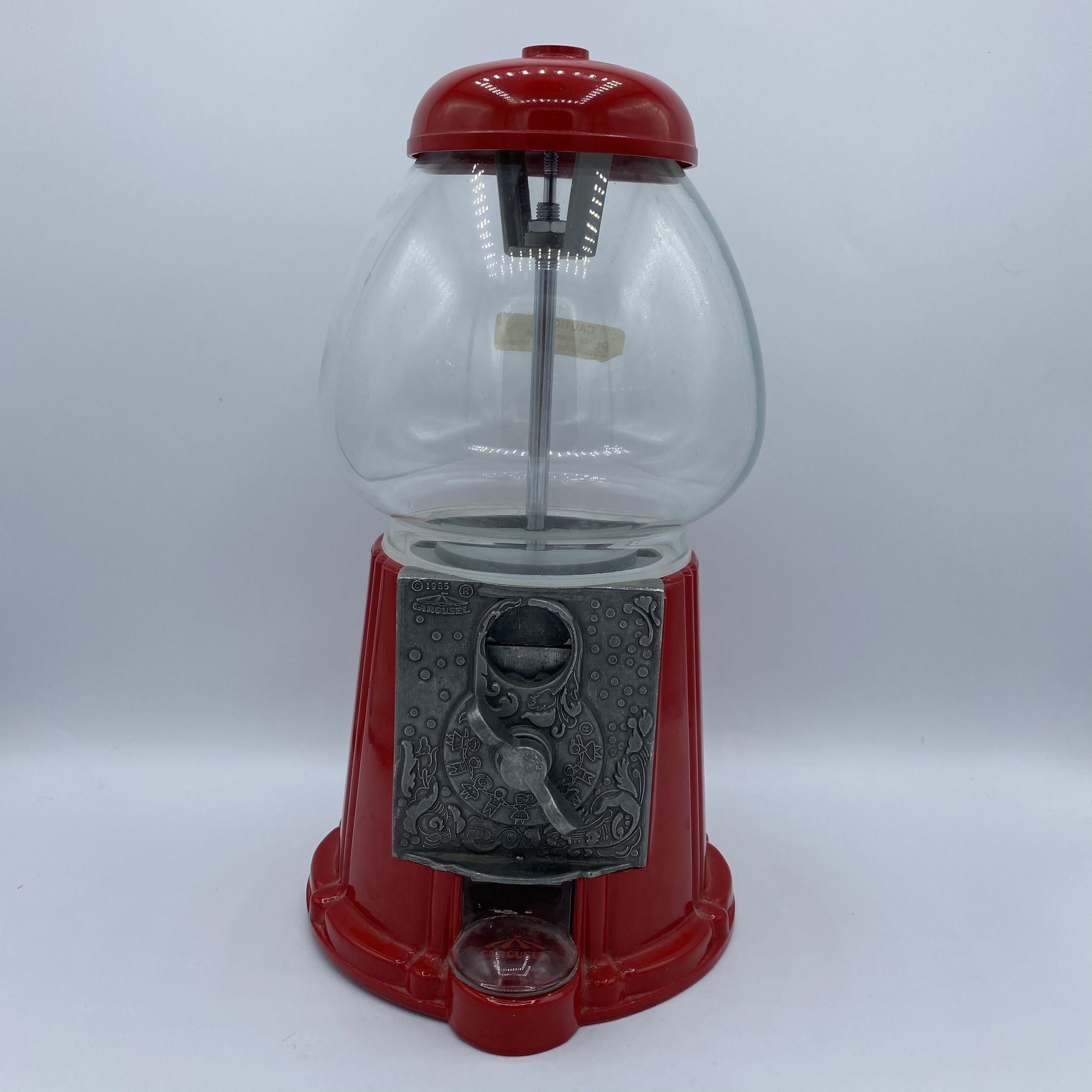 Carousel 1985 Gumball Candy Machine 11" Bank Classic Junior Red Metal Glass #11