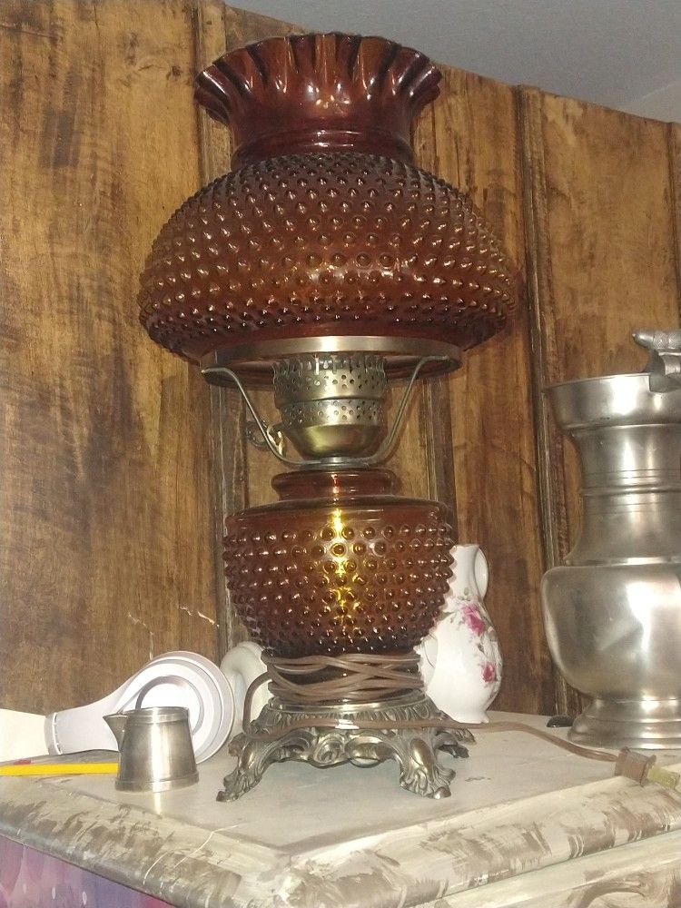 Amber Hobknob Lamp