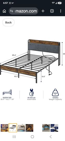 New! Queen Bed Frame with LED lights and charging port