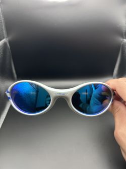 Silver and Blue Oval Sunglasses