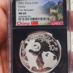 2021 SILVER PANDA  FIRST RELEASES NGCMS69 