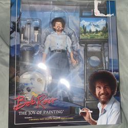 Bob Ross – 8” Clothed Action Figure – Bob Ross - NECA  In Box Happy Trees