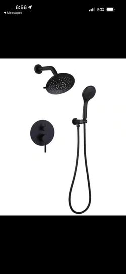 BWE Matte Black Single-Handle 2-Spray High Pressure Shower Set w/Valve A-98001-B