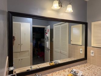 6ft x 40in Mirror // Bathroom or Elsewhere // with Wood Trim