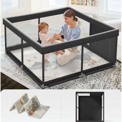 Baby Playpen - Comes With Mat And Toys 