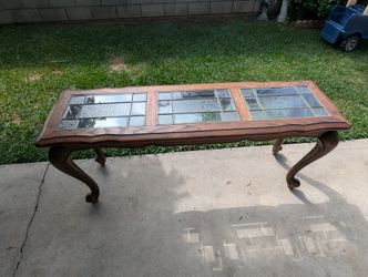 Sofa / Console Wood Table With Glass Top - 58"