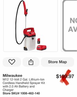 Milwaukee M12 12-Volt 2 Gal. Lithium-Ion Cordless Handheld Sprayer Kit with 2.0 Ah Battery and Charger
