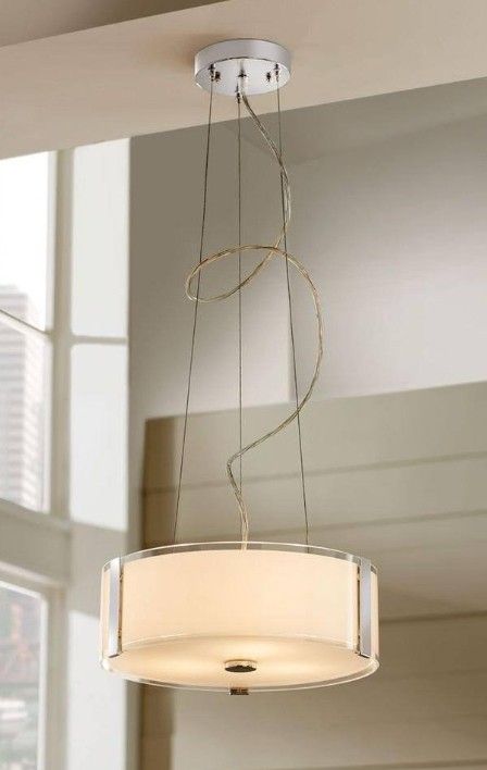 Hampton Bay Bourland 3 Light Polished Chrome Hanging Kitchen Pendant Light with Glass Drum Shade