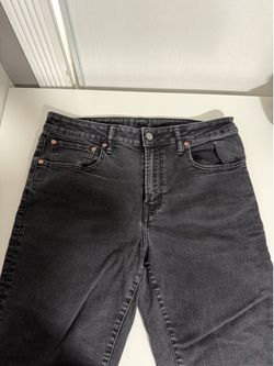 Authentic American Eagle Airflex+ Slim Jeans Black Distressed Splatter - 34x32