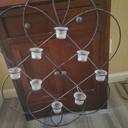 Metal Wall Decoration With Glass Votive Candle Holders 