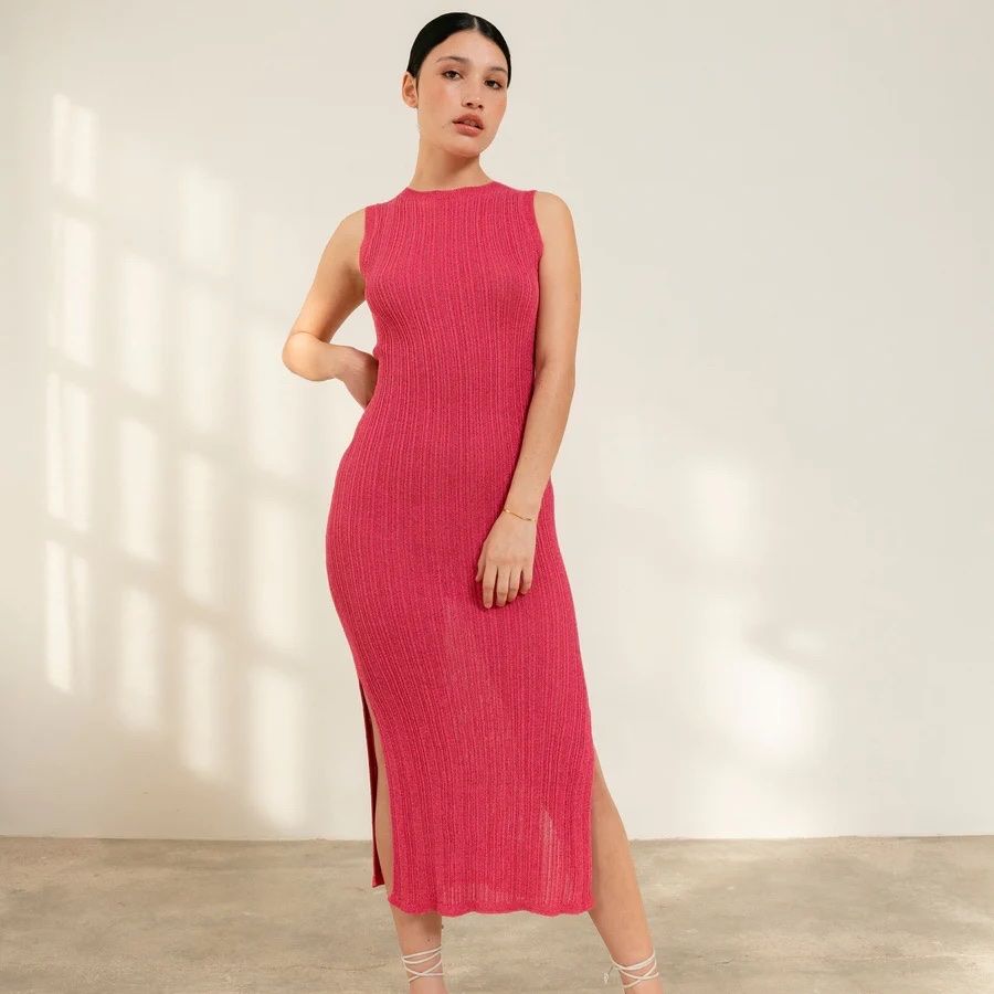 alohas knit dress ALOHAS Trenza Green Tricot Maxi Dress