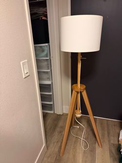 IKEA Tripod Floor Lamp with White Drum Shade