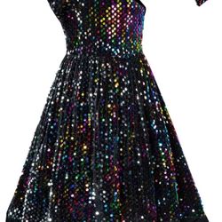 GRACE KARIN Girls One Shoulder Sequin Dress, Size 8yr *BRAND NEW*