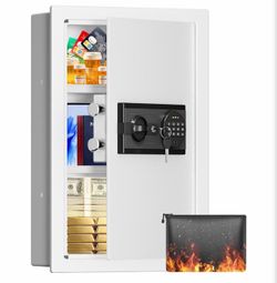 Brand new in the box- 22.05" Tall Wall Safes Between the Studs 16" Centers, White Security Cabinet Wall Safe with Digital Keypad and Removable Shelves