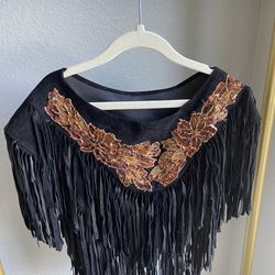 Leather And Suede Fringe Top 
