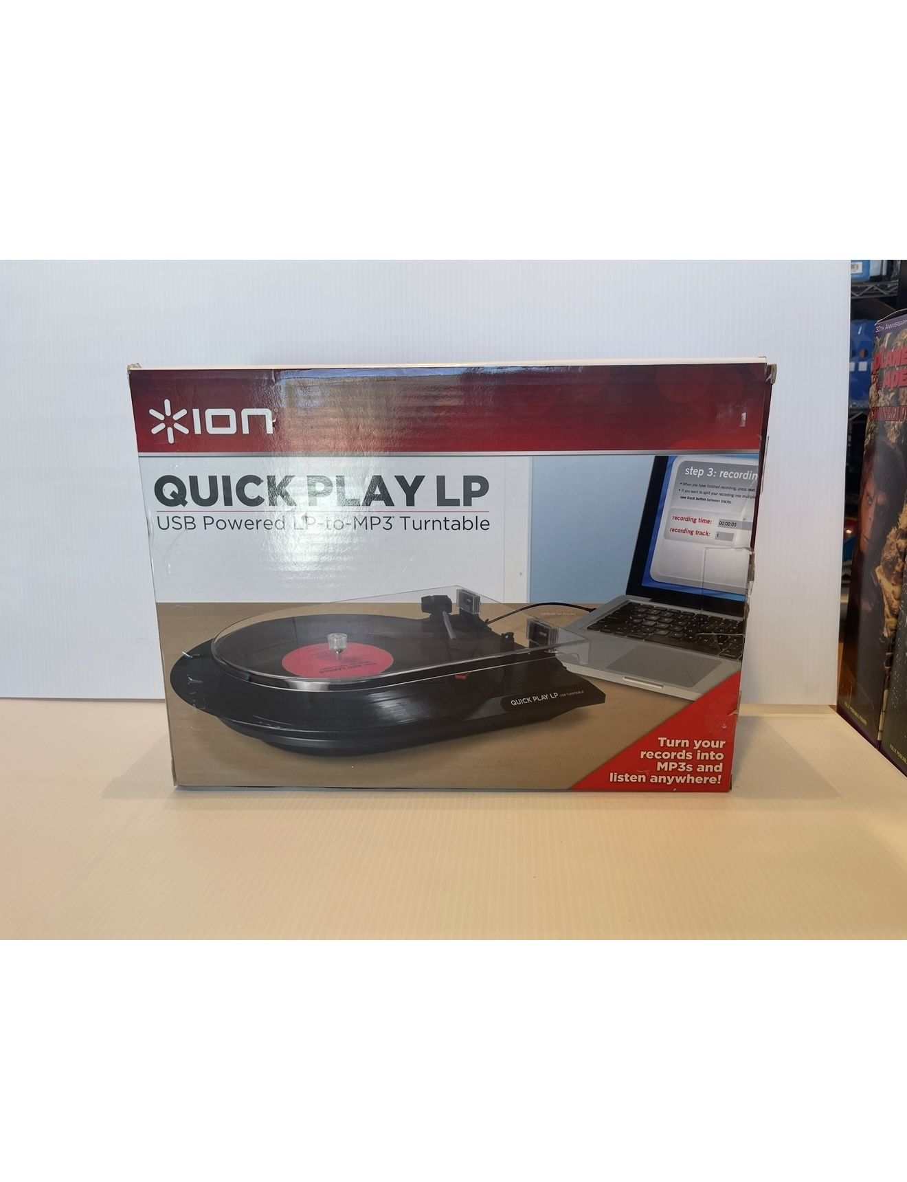 ION QUICK PLAY LP USB Powered LP-to-MP3 Turntable- New In Box