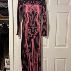 Pink and Black Body Pattern Dress