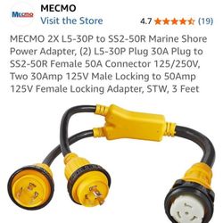 MECMO 2/L5-30P to SS2-50R Marine Shore Power Adapter 