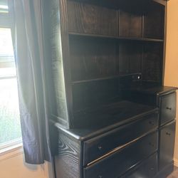 Large Black Dresser With Shelves 
