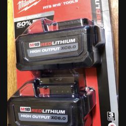 Milwaukee M18 18-Volt Lithium-Ion High Output 6.0Ah Battery Pack (2-Pack). Sealed in Retail Package!