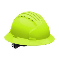 Evolution Deluxe 6161 280-EV6161-10V Full Brim Hard Hat with HDPE Shell, 6-Point Polyester Suspension and Wheel Ratchet Adjustment Vented

-Lime Green