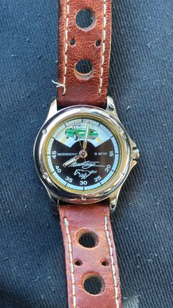 Ford Mustang Analog Watch Brown Leather Strap