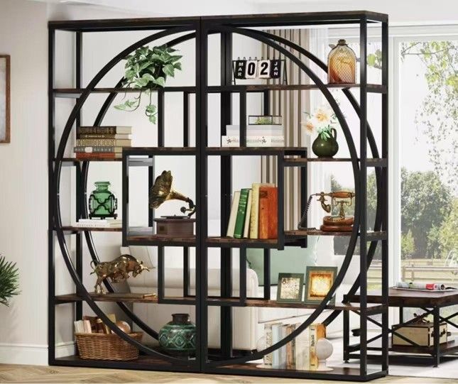 XK00408 set of 2 Bookshelf, Industrial 5-Tier Etagere Bookcase, 70.8" Tall Bookshelf with 8 Storage Shelf, Book Shelf Display Tack Shelving Unit for H