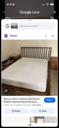 Queen Box Spring and Solid Pine Wood Stave Bedframe