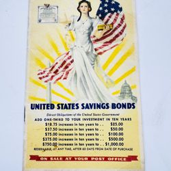 1935 US Savings Bonds Booklet, Lady in White, Am. Flag. 5.5" x 3.5"
