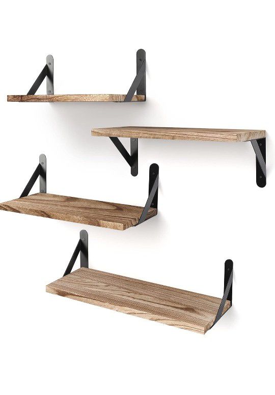 Floating Shelves, Set of 4 - Wall Mounted Shelf- Carbonated Black Color