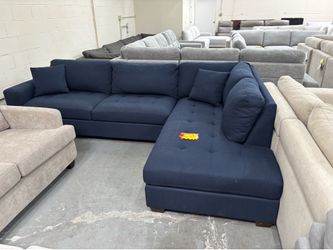 Blue L-shaped sectional