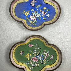 Two Antique Chinese Painted Enamel Tea Sauces And Plates