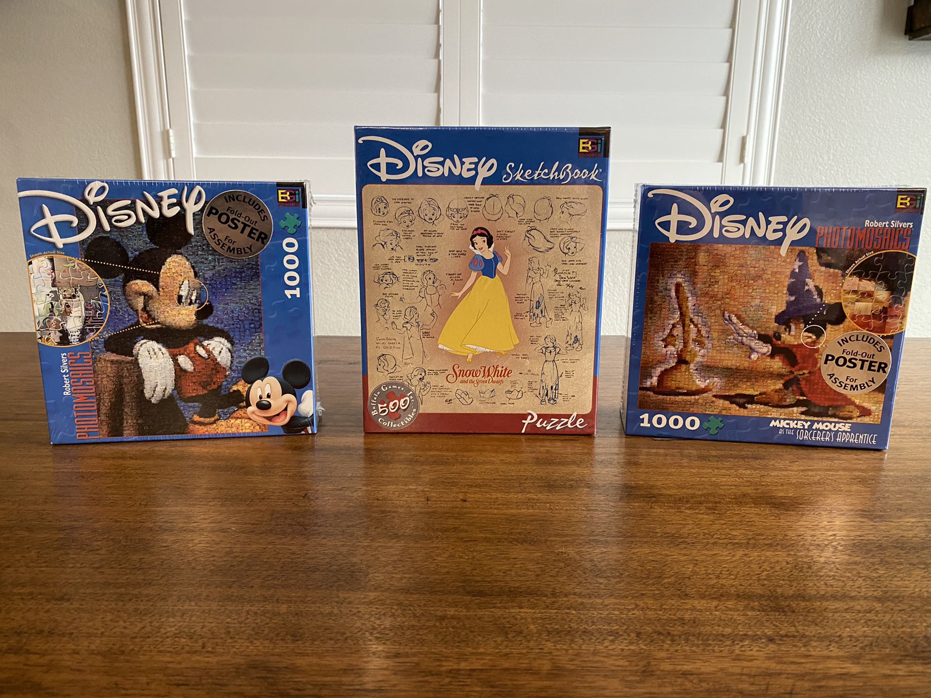 Disney Buffalo Games Lot Of 3 Puzzles MIB Mickey Mouse & Snow White