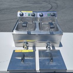 Brand New Commercial Stainless Steel Double Deep Fryer With Drain For 160