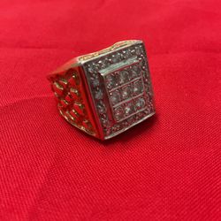 14kt Two-Tone Mans Cluster/Nugget Ring