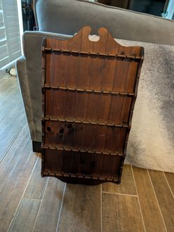 Vintage spoon rest holder/plate holder, dark walnut