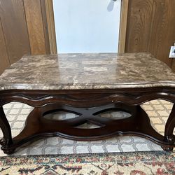 Coffee Table, Marble Top, Wood