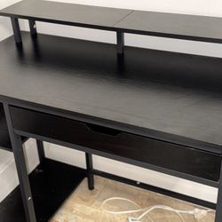 Used Desk With Monitor Stand And Drawer