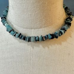 Blue Dyed  Mother Of Pearl Necklace 