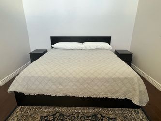 IKEA Malm king bed frame & 2 side tables