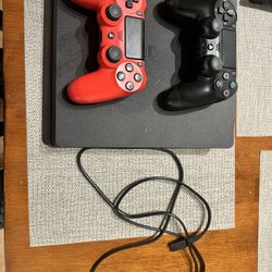 PS4 w/ charging cable, power cable and 2 controllers 