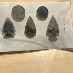 Native Collection Indian Penny, Buffalo Nickel, Arrow Heads