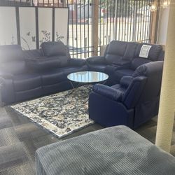 Full Set Blue Color Recliner Manual