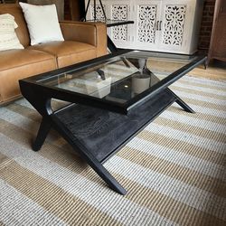 MC Style Black And Glass Coffee Table