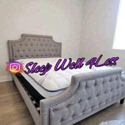 NEW QUEEN BED FRAME AND MATTRESS 