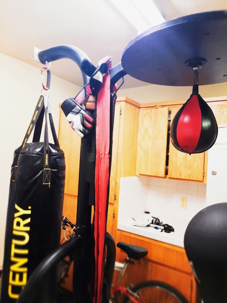 Speed bag punching bag combo