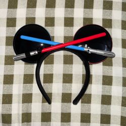 Disney Star Wars Light Saber Mickey Ears Headband Black Blue Red MTFBWY Rare